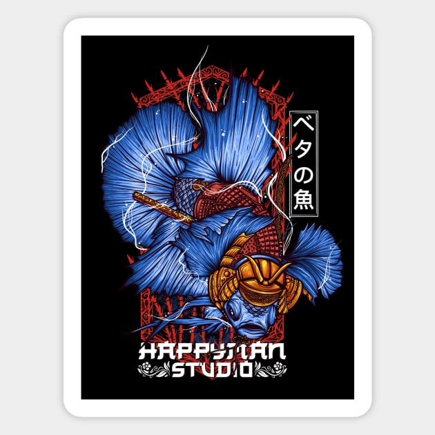 Blue Samurai Betta Fish Magnet by HappymanStudio